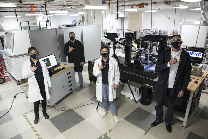 The University of Texas at El Paso is now home to an exclusive femtosecond laser machine, one of only three in the world, as part of six new grants totaling more than $1 million funded by the U.S. Department of Energy through Honeywell Federal Manufacturing and Technologies. Photo: J.R. Hernandez / UTEP Communications 