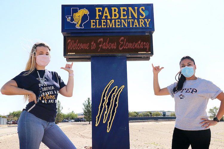Daisy Clary, left, and Elizabeth Calzadias, alumni of The University of Texas at El Paso and first-grade teachers at Fabens Elementary School in Fabens, Texas, will participate in a Miner Mentor program designed to affect educator effectiveness, leadership development and optimal learning environments. Photo: Ivan Garfias / Fabens Independent School District 