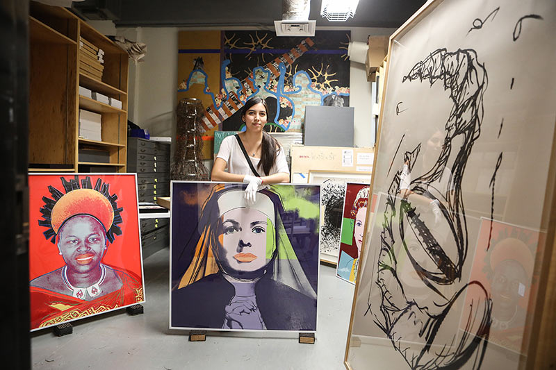 Jasmine Flores, a senior art major who expects to graduate in December 2019, has spent the early part of the fall semester finishing pieces for her one-woman show that will be on display Nov. 25-27, 2019, in the Fox Fine Arts Center's Glass Gallery. Photo: JR Hernandez / UTEP Communications 
