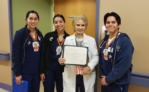 UTEP Clinical Nursing Instructor Mary Leon, second from right, was named UMC's 2019 Faculty of the Year. Photo courtesy of UMC. (Please note: The photo was taken prior to the City of El Paso's Stay Home, Work Safe order went into effect.) 