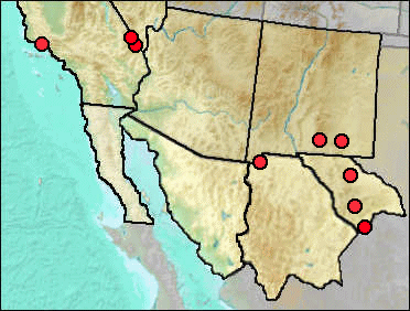 Pleistocene distribution of Chaetodipus sp.