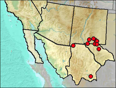 Pleistocene distribution of Cratogeomys castanops.