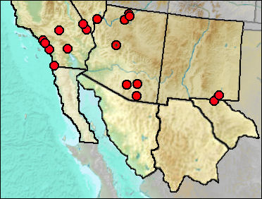 Pleistocene distribution of Notiosorex crawfordi.