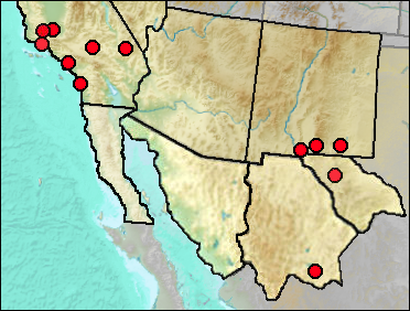 Pleistocene regional distribution of Geococcyx californianus californianus