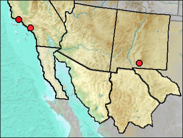 Pleistocene regional distribution of Melanerpes lewis
