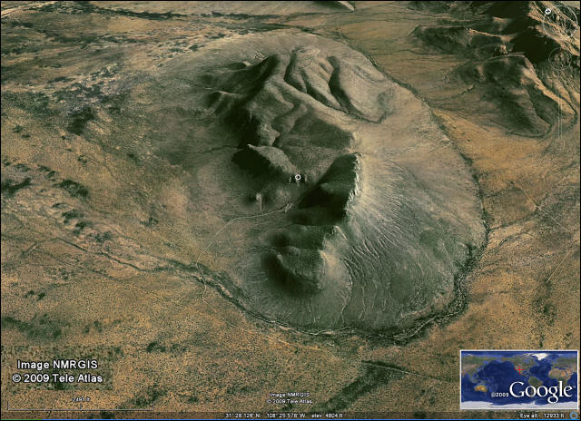 Google Earth view of the setting of U-Bar Cave