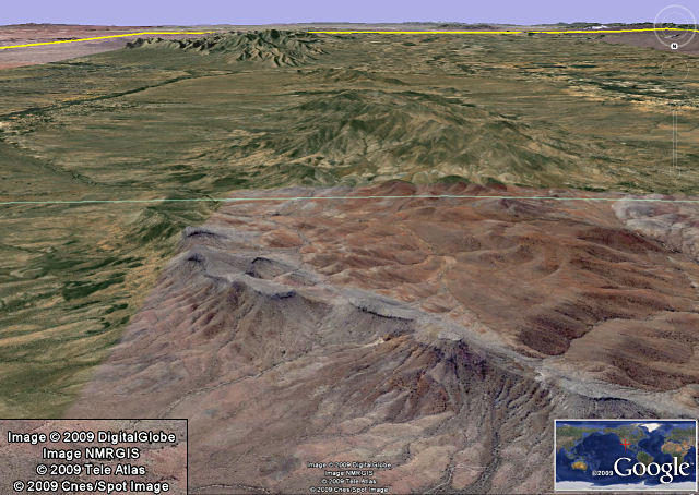 Google Earth image of Howell's Ridge and the area to the south