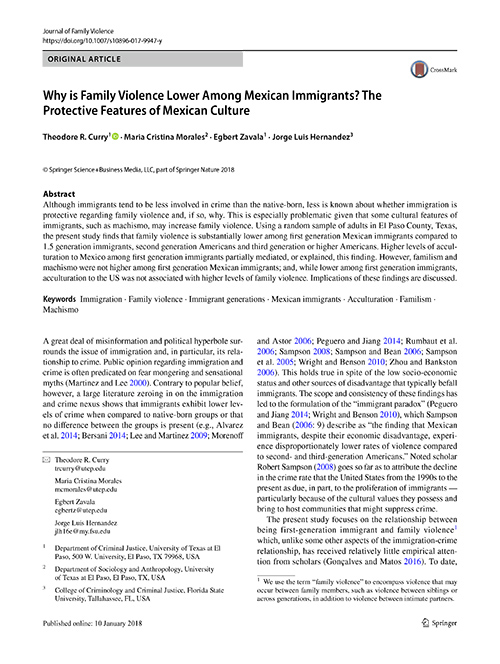 Why is Family Violence Lower Among Mexican Immigrants? The Protective Features of Mexican Culture