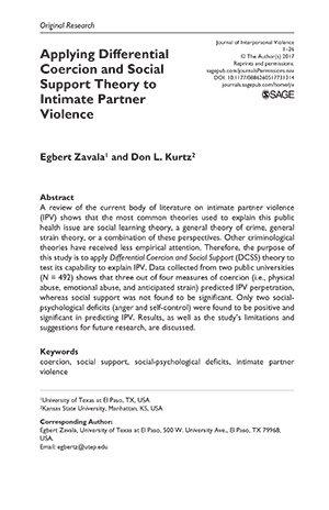 Applying Differential Coercion and Social Support Theory to Intimate Partner Violence