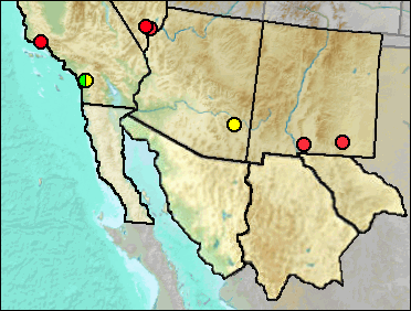 Regional Pleistocene distribution of Mustela sp.