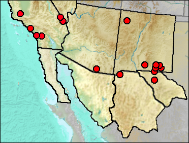 Regional Pleistocene distribution of Mustela frenata