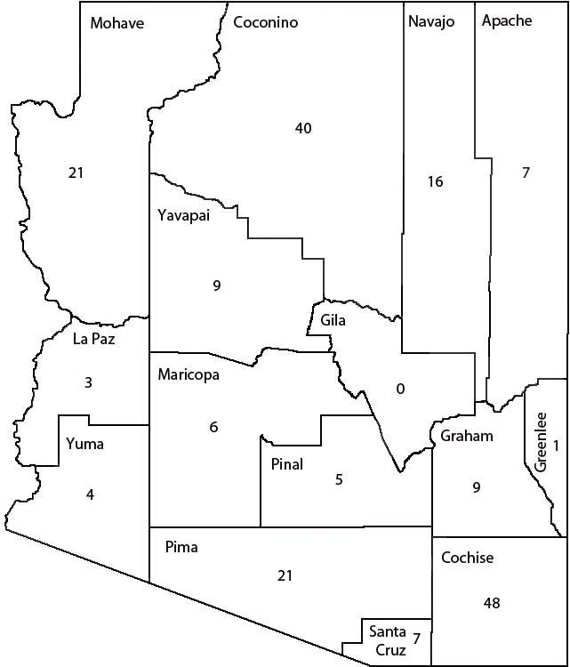 County map of Arizona