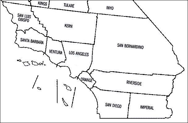 County map of southern California