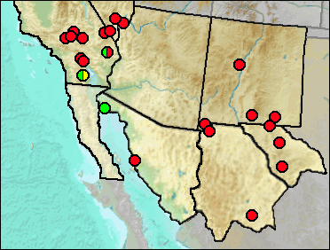 Regional distribution of fossil Crotalus sp.