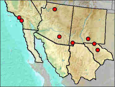 Distribution of fossil Diadophis punctatus