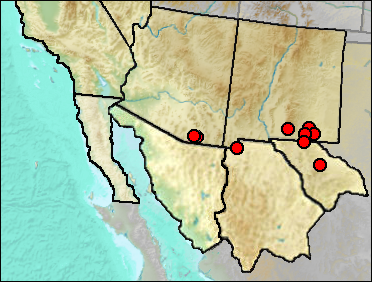 Pleistocene distribution of Myotis velifer