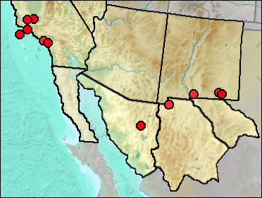 Pleistocene regional distribution of Caracara cheriway