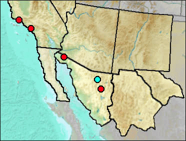 Pleistocene regional distribution of Oraristrix brea