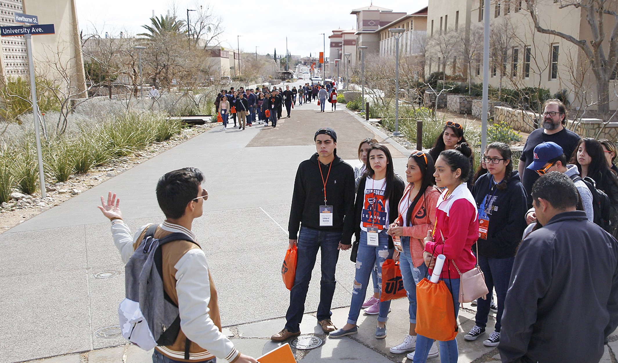 Campus tour during Orange and Blue Day
