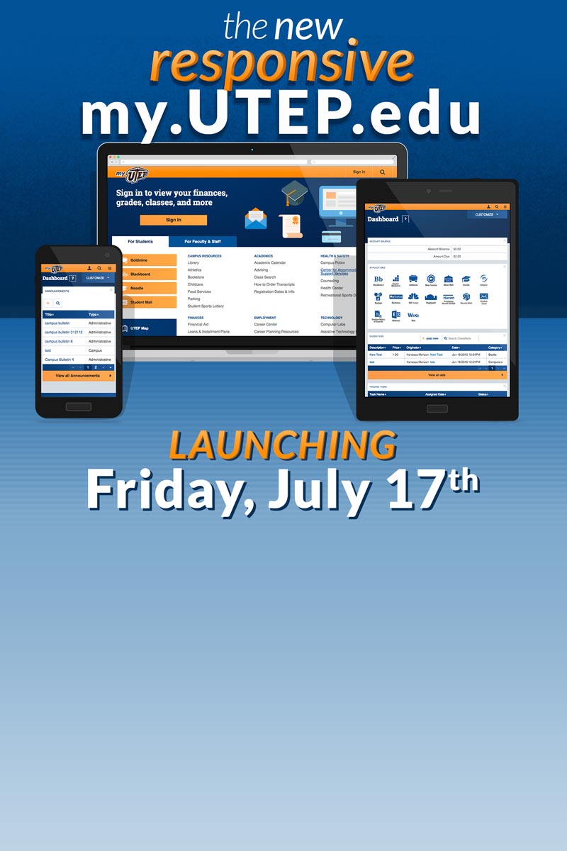 The new responsive my.UTEP.edu launching Friday, July 17th