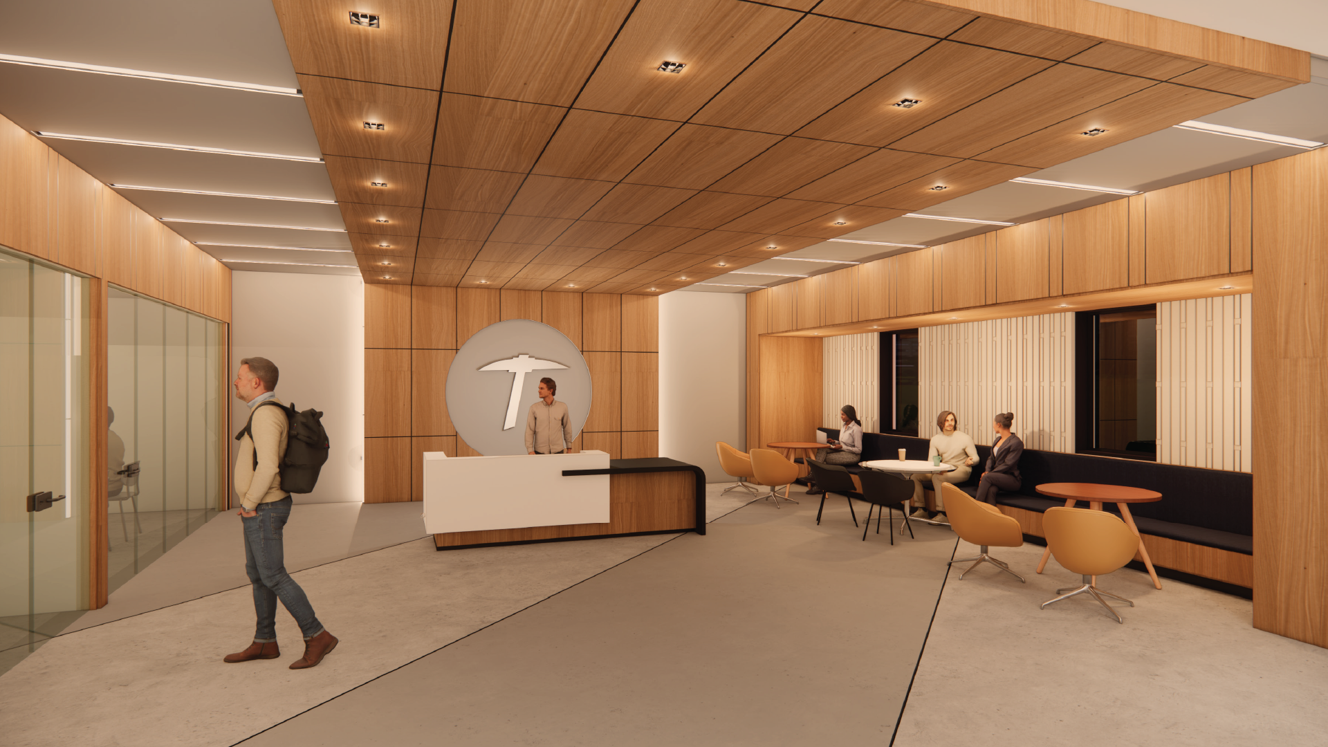 Conceptual rendering of a proposed third-floor welcome and collaboration area in the Business Administration Building