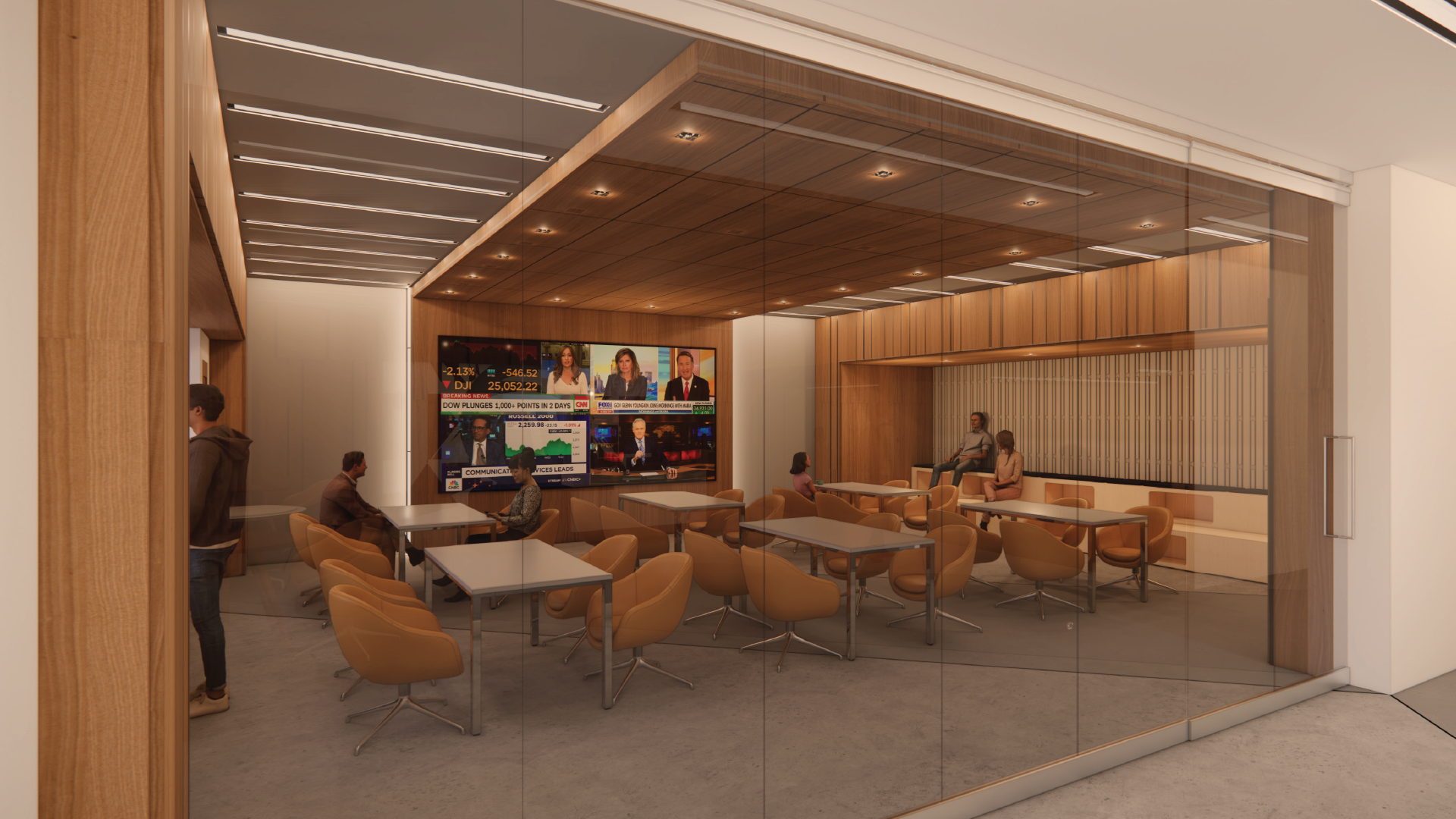 Conceptual rendering of a proposed flexible third-floor classroom in the Business Administration Building