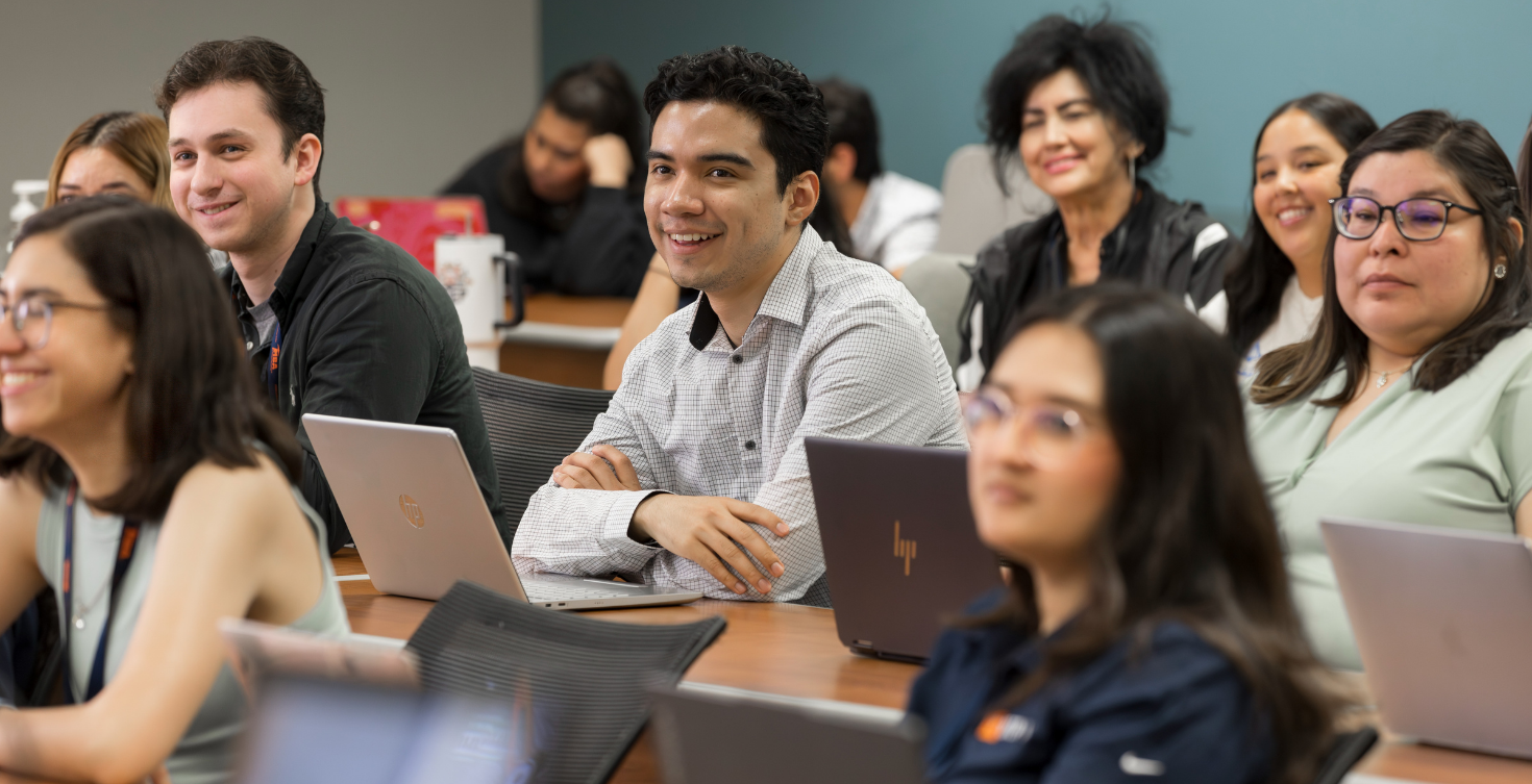 Graduate business students in class.