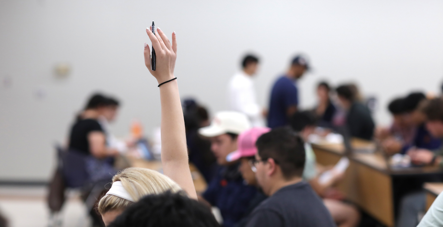 Hunt College students participating in a classroom discussion.