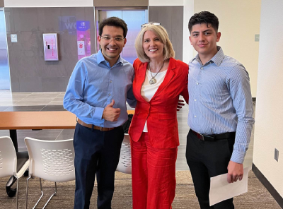 Students Mauricio Mejia & Eros Munoz with guest speaker Jennifer Wright of TXDOT at a CCIM luncheon