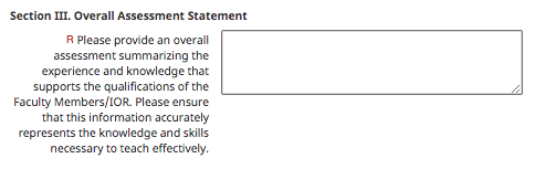 Screenshot of section three of the credentialing screen in Digital Measures