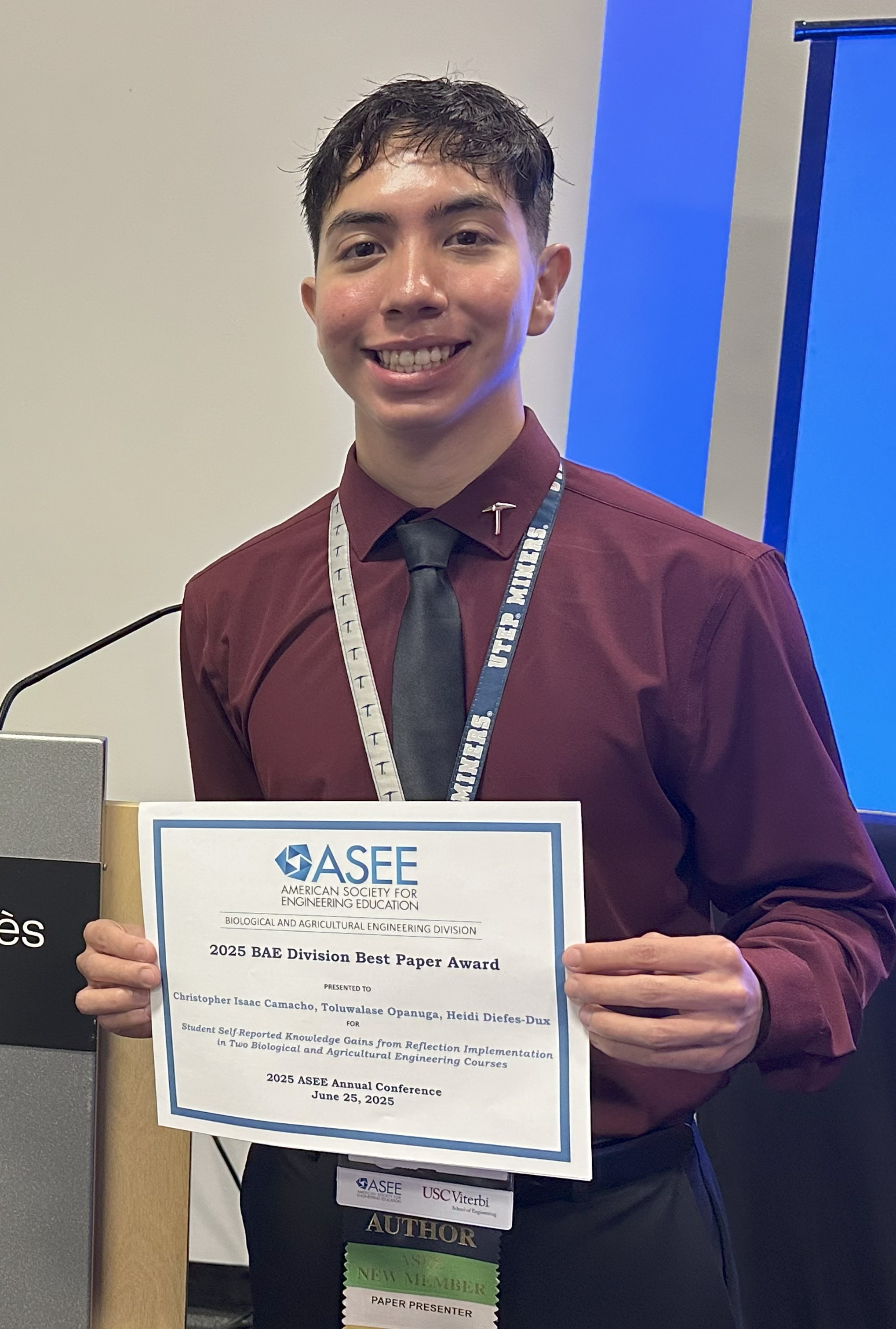 Chris Camacho ASEE Award