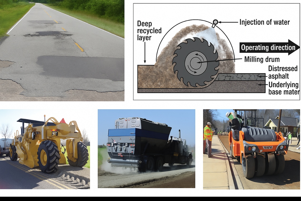 Cement treated FDR recycling process
