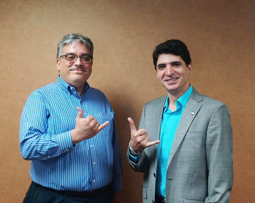 Miguel Velez-Reyes, Ph.D., left, chair of the Electrical and Computer Engineering Department and Evren Atli