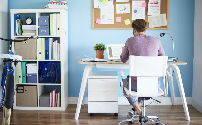 Study corner in a bedroom for online classes