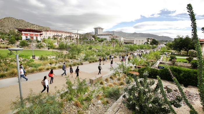 Students walking on UTEP’s campus | UTEP Connect