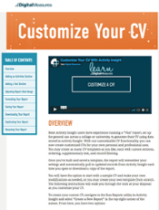 Screenshot of page providing instructions on how to customize your CV in Digital Measures