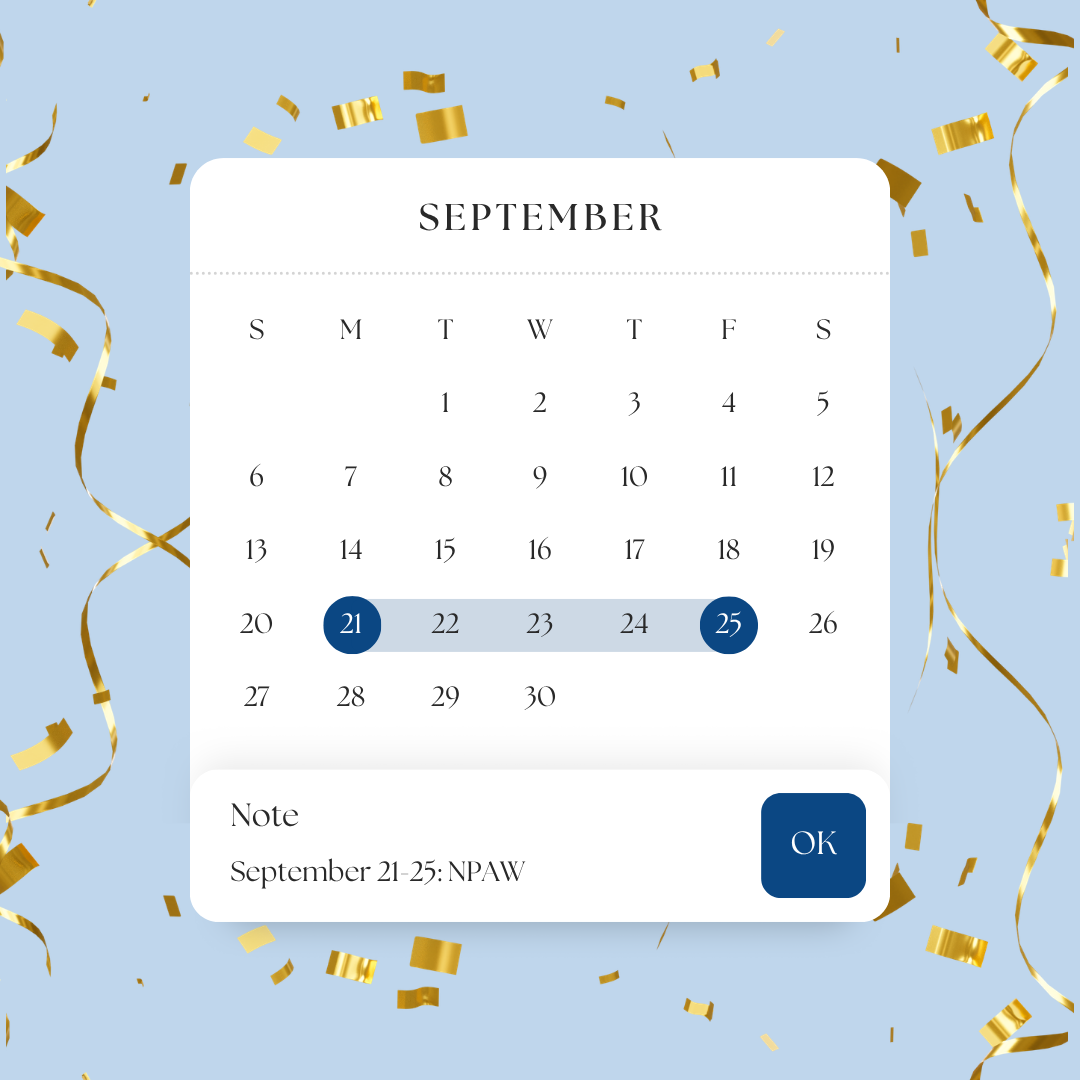 The National Postdoctoral Appreciation Week (NPAW) will be held from September 21 through September 25, 2026