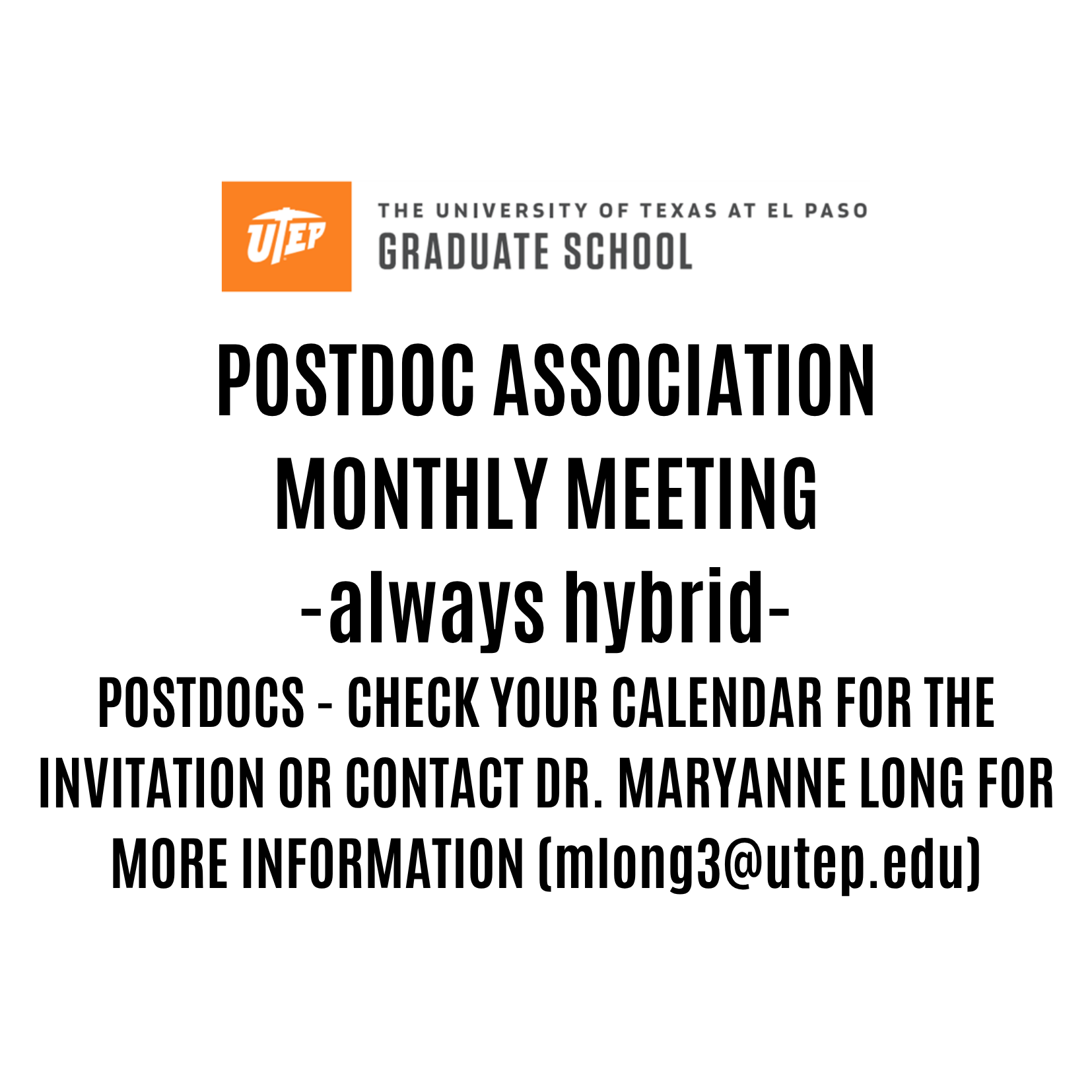 flyer of the UTEP postdoc association meeting