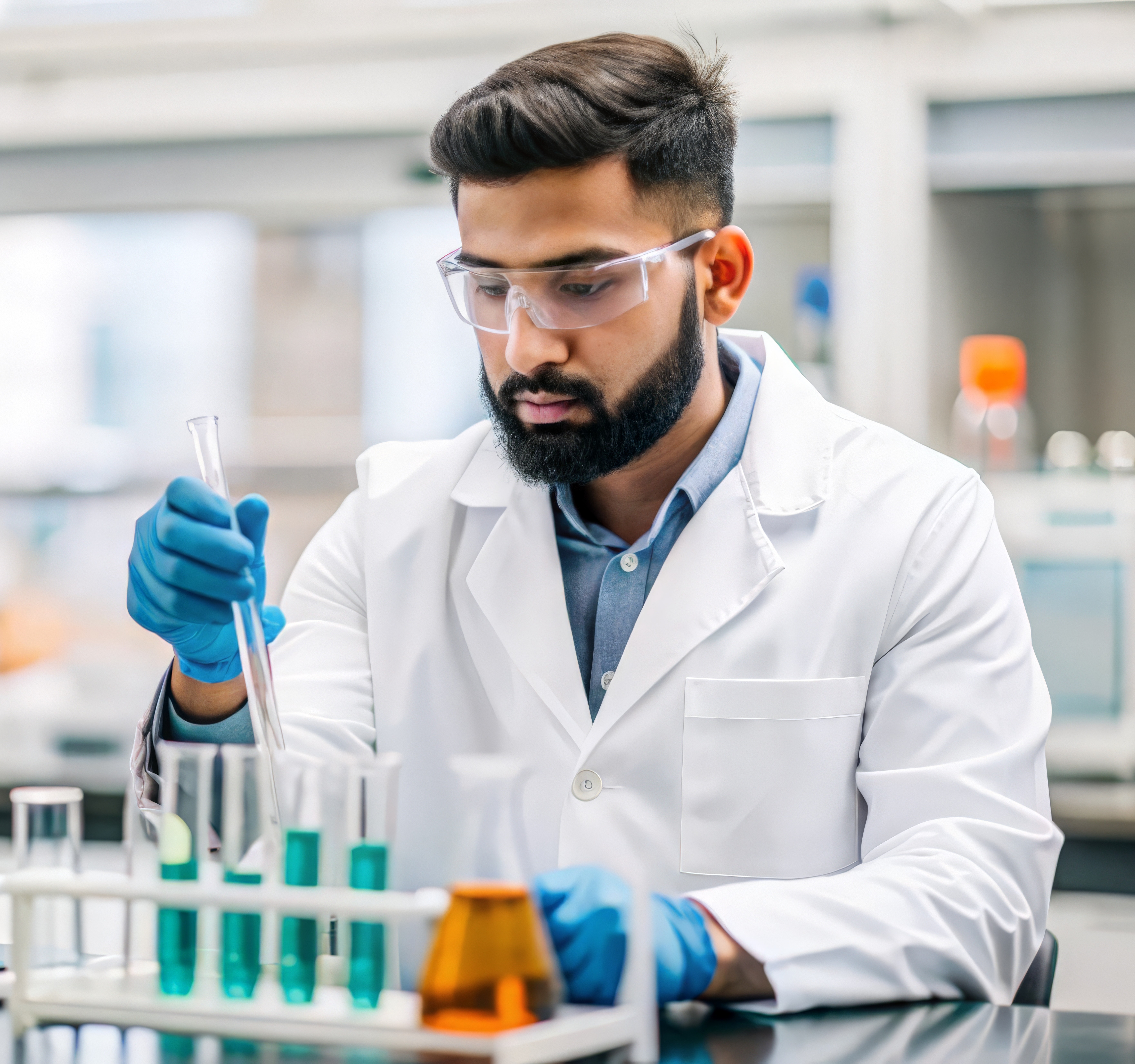 Male researcher in lab coat