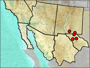 Pleistocene distribution of Onychomys arenicola.