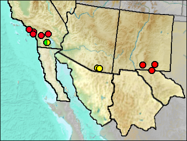 Distribution of fossil Thamnophis.