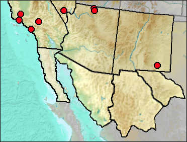 Regional Pleistocene distribution of Anas americana