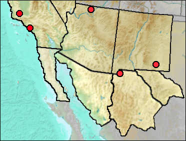 Regional Pleistocene distribution of Anas cyanoptera
