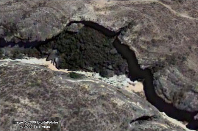 Google Earth view of Bonfire Shelter