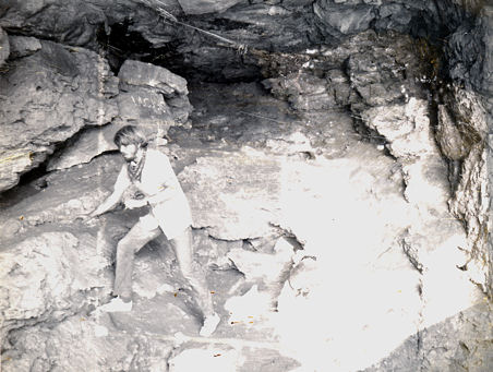 Rick Smartt in the upper chamber of Dark Canyon Cave
