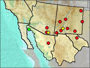 Regional Pleistocene distribution of Lithobates sp.