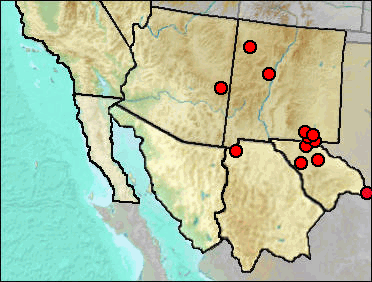 Regional Pleistocene distribution of Onychomys leucogaster.