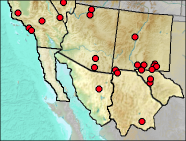 Regional Pleistocene distribution of Antrozous pallidus.