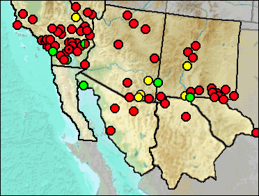 Regional Pleistocene distribution of Camelops sp.