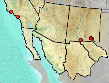 Pleistocene regional distribution of Pipilo maculata